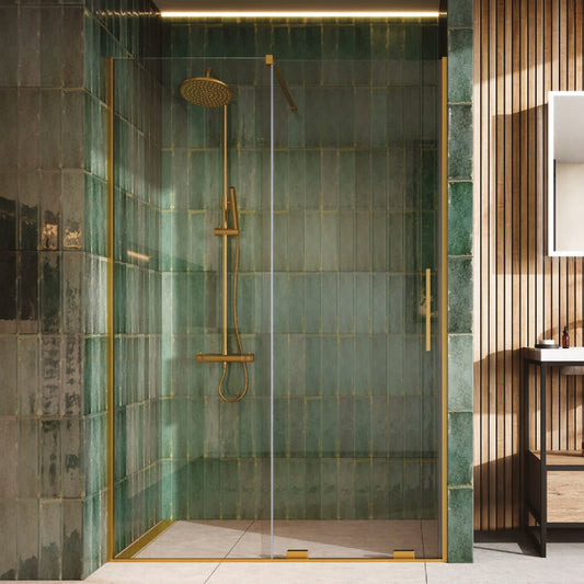 Frameless 8mm Brushed Brass Sliding Door Shower Enclosure