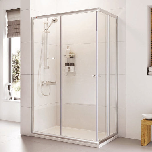 Chrome Corner Entry Shower Enclosure - 6mm